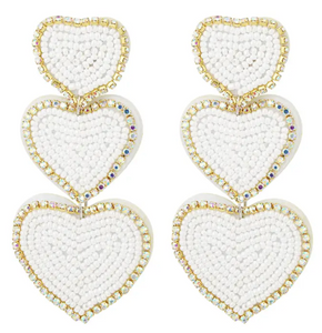 Hearts white - earrings