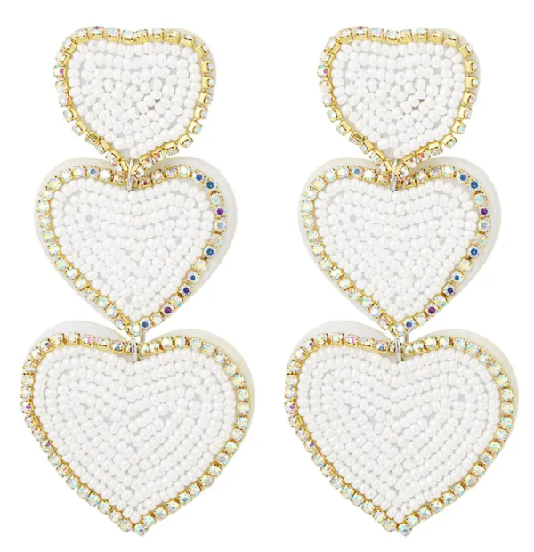 Hearts white - earrings