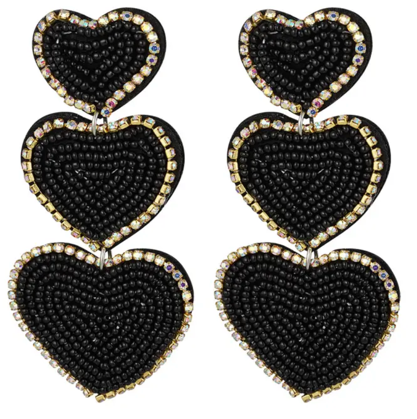 Hearts black - earrings