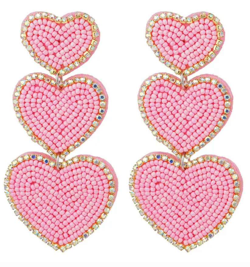Hearts pink - earrings